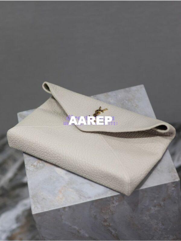 Replica Saint Laurent YSL Cassandre Large Envelope Pouch In Grained Lambskin 769307 Blanc 5