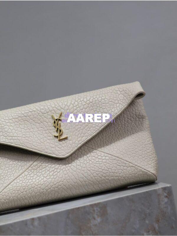 Replica Saint Laurent YSL Cassandre Large Envelope Pouch In Grained Lambskin 769307 Blanc 6