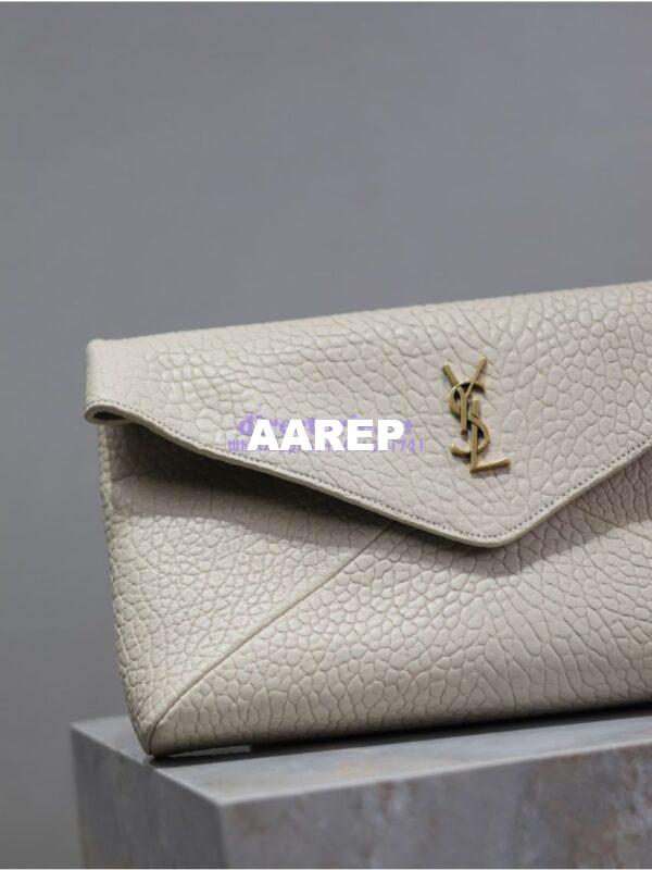 Replica Saint Laurent YSL Cassandre Large Envelope Pouch In Grained Lambskin 769307 Blanc 7