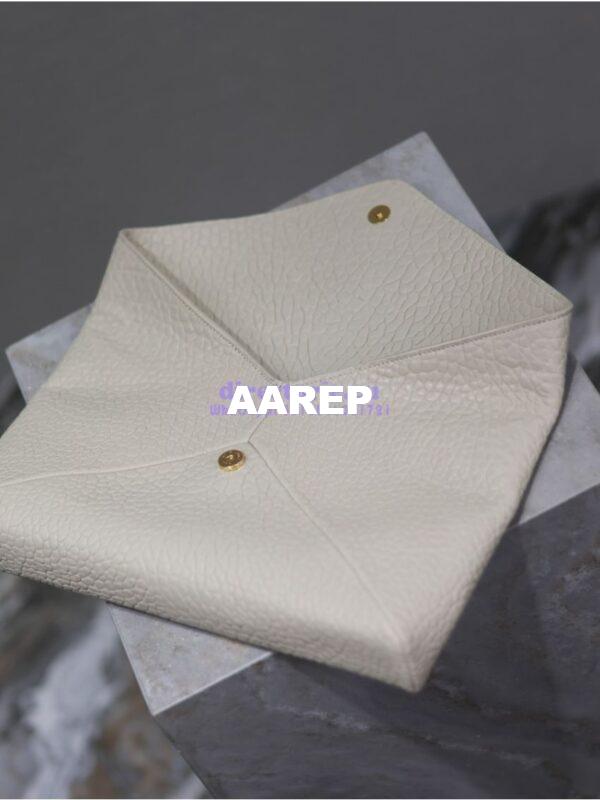 Replica Saint Laurent YSL Cassandre Large Envelope Pouch In Grained Lambskin 769307 Blanc 11