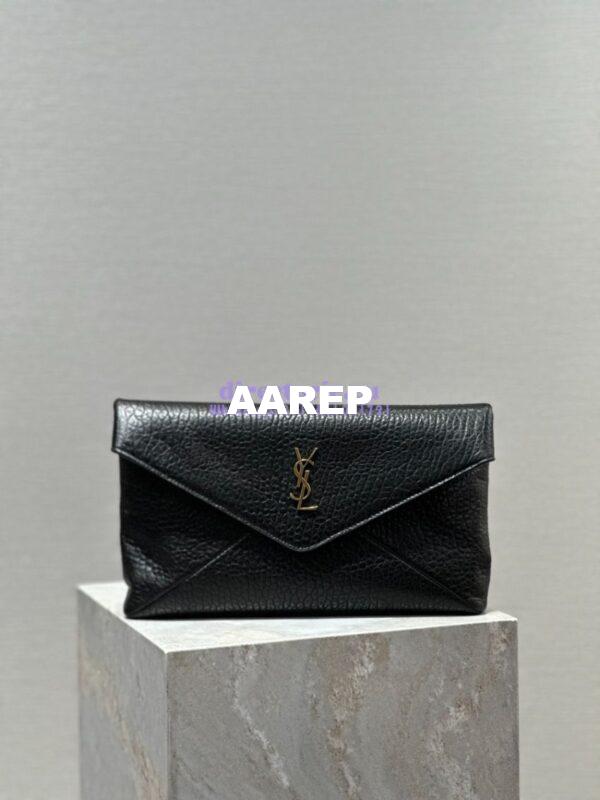 Replica Saint Laurent YSL Cassandre Large Envelope Pouch In Grained Lambskin 769307 Black 3