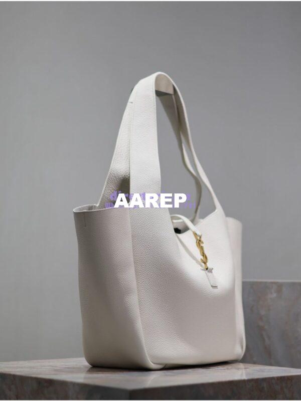 Replica YSL Saint Laurent Le 5 À 7 Bea In Grained Deerskin Leather 763435A Blanc 5