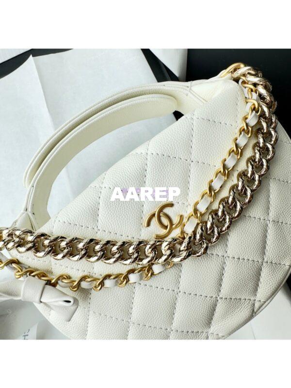 Replica Chanel 24P Grained Calfskin Pouch with Chain AP3943 White 6