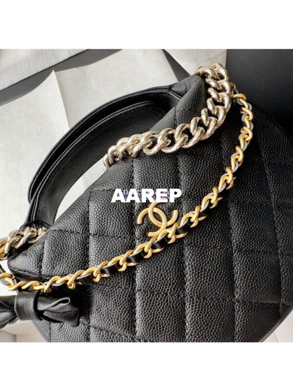 Replica Chanel 24P Grained Calfskin Pouch with Chain AP3943 Black 6