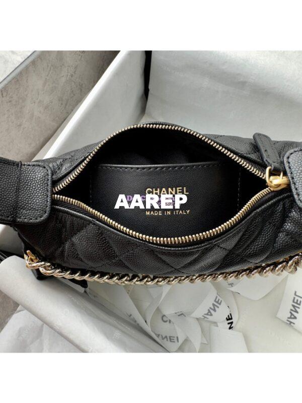 Replica Chanel 24P Grained Calfskin Pouch with Chain AP3943 Black 8