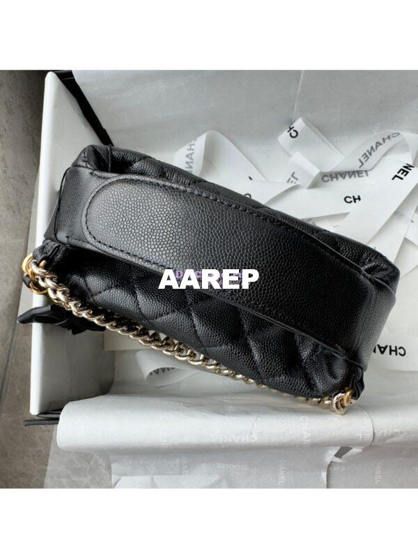 Replica Chanel 24P Grained Calfskin Pouch with Chain AP3943 Black 10