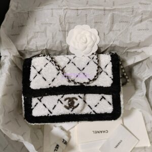 Replica Chanel Small Flap Bag AS4561 Sequins & Black Metal White Black Limited Edition 2