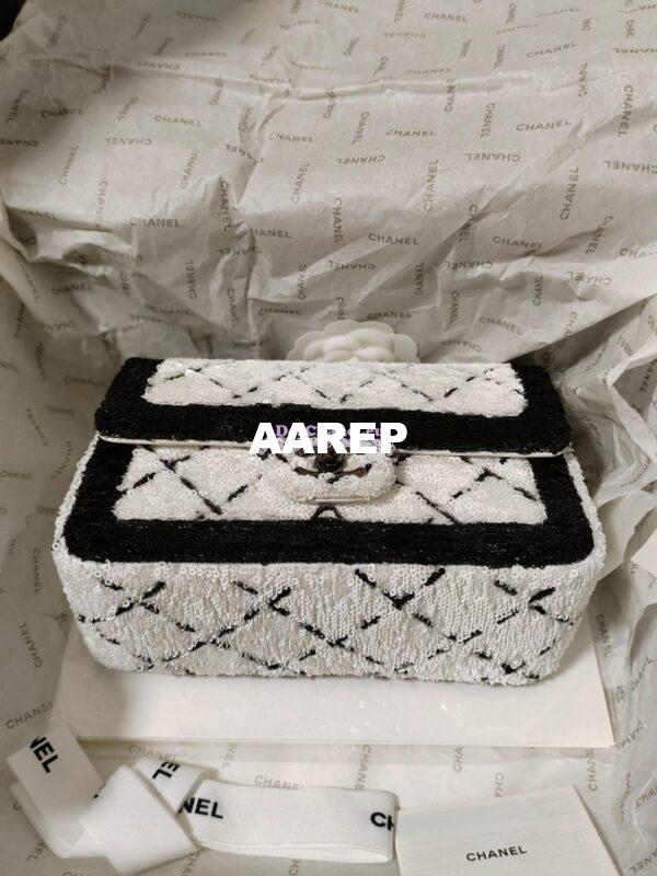 Replica Chanel Small Flap Bag AS4561 Sequins & Black Metal White Black Limited Edition 8