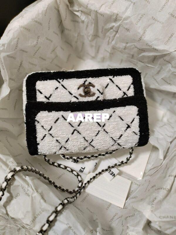 Replica Chanel Small Flap Bag AS4561 Sequins & Black Metal White Black Limited Edition 13