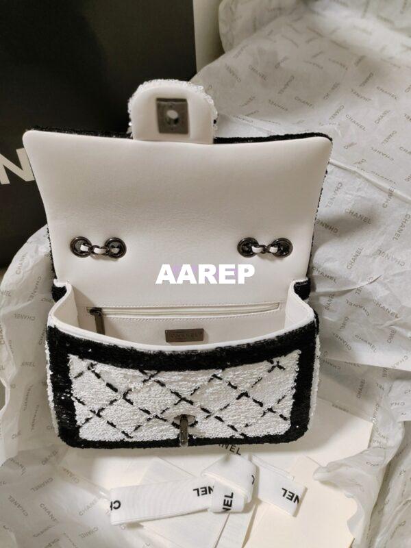 Replica Chanel Small Flap Bag AS4561 Sequins & Black Metal White Black Limited Edition 17