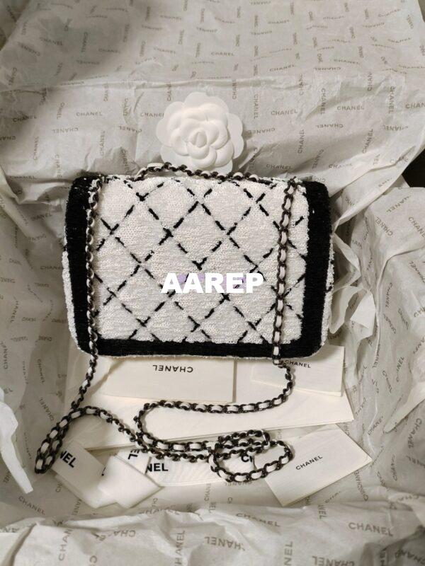 Replica Chanel Small Flap Bag AS4561 Sequins & Black Metal White Black Limited Edition 18
