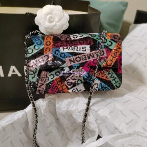 Replica Chanel Small Flap Bag AS4561 Sequins & Black, Orange, White & Blue Limited Edition