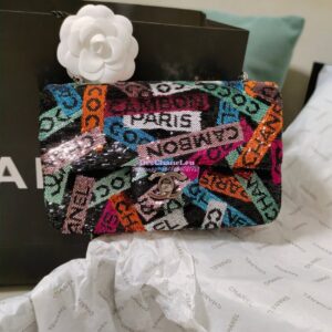 Replica Chanel Small Flap Bag AS4561 Sequins & Black, Orange, White & Blue Limited Edition 2