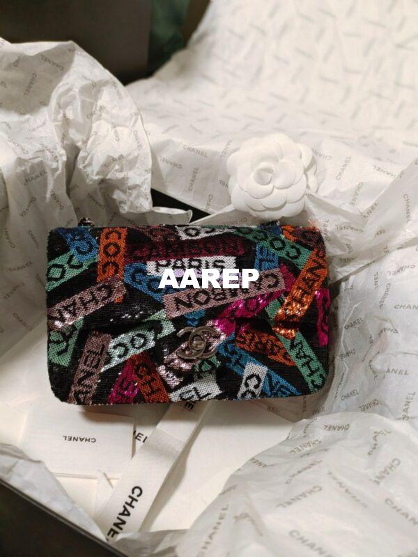 Replica Chanel Small Flap Bag AS4561 Sequins & Black, Orange, White & Blue Limited Edition 4