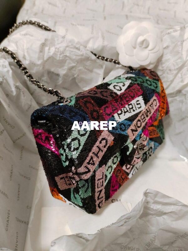 Replica Chanel Small Flap Bag AS4561 Sequins & Black, Orange, White & Blue Limited Edition 9