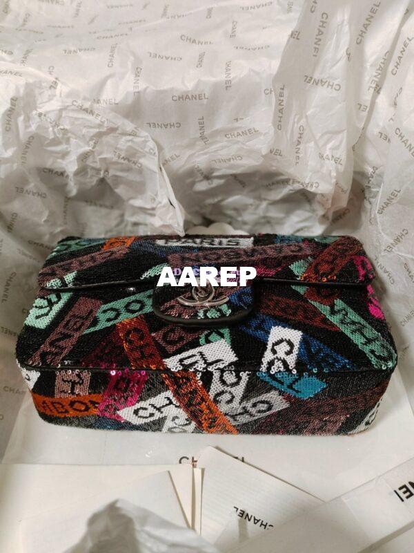 Replica Chanel Small Flap Bag AS4561 Sequins & Black, Orange, White & Blue Limited Edition 10