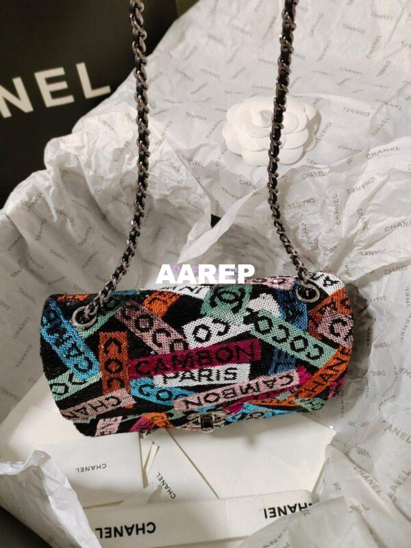 Replica Chanel Small Flap Bag AS4561 Sequins & Black, Orange, White & Blue Limited Edition 11