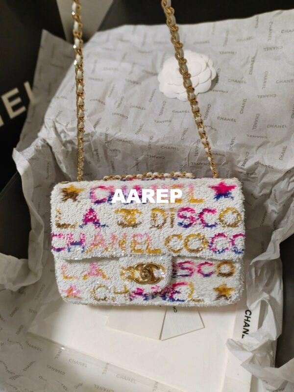 Replica Chanel Small Flap Bag AS4561 Sequins & White, Yellow, Pink & Blue Limited Edition 3