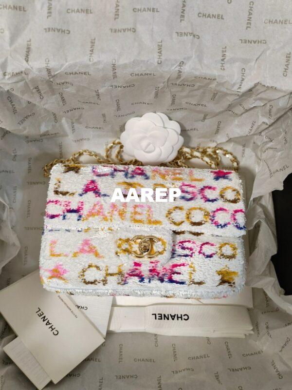 Replica Chanel Small Flap Bag AS4561 Sequins & White, Yellow, Pink & Blue Limited Edition 5