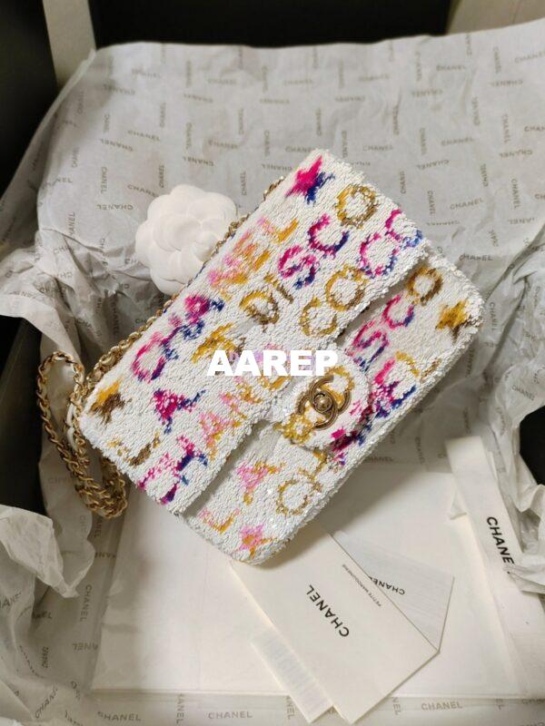 Replica Chanel Small Flap Bag AS4561 Sequins & White, Yellow, Pink & Blue Limited Edition 7