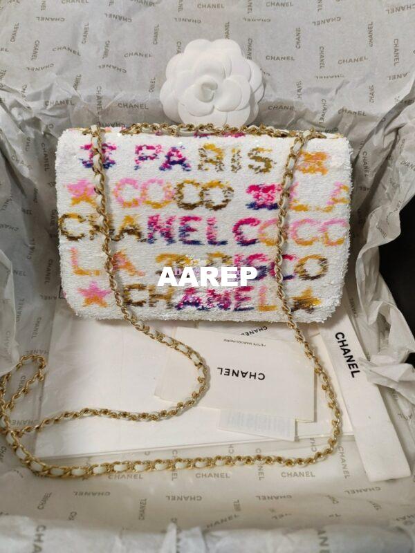 Replica Chanel Small Flap Bag AS4561 Sequins & White, Yellow, Pink & Blue Limited Edition 9