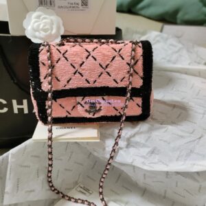 Replica Chanel Small Flap Bag AS4561 Sequins & Black Metal Pink Black Limited Edition