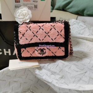 Replica Chanel Small Flap Bag AS4561 Sequins & Black Metal Pink Black Limited Edition 2