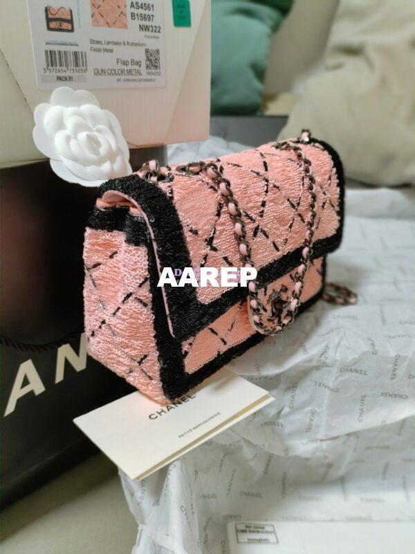 Replica Chanel Small Flap Bag AS4561 Sequins & Black Metal Pink Black Limited Edition 11