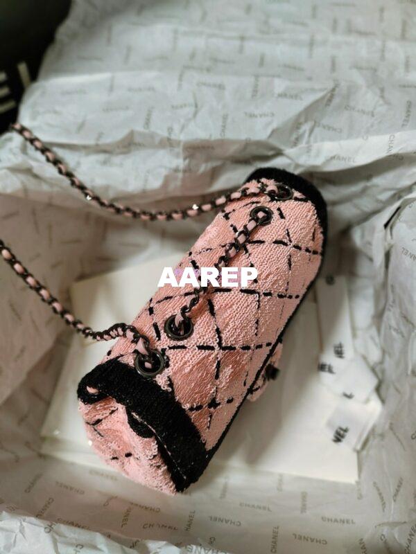 Replica Chanel Small Flap Bag AS4561 Sequins & Black Metal Pink Black Limited Edition 12