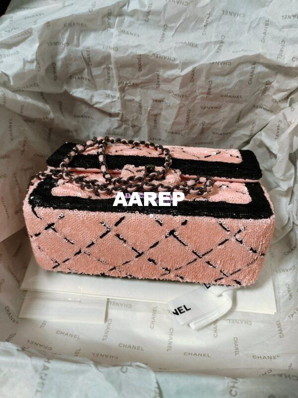 Replica Chanel Small Flap Bag AS4561 Sequins & Black Metal Pink Black Limited Edition 14