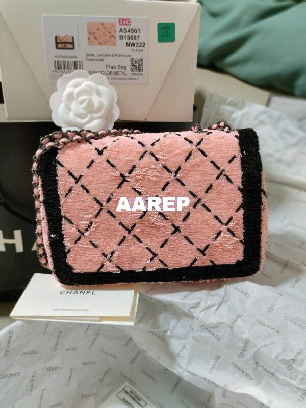 Replica Chanel Small Flap Bag AS4561 Sequins & Black Metal Pink Black Limited Edition 15