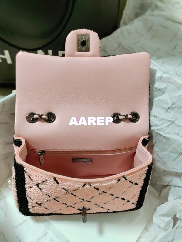 Replica Chanel Small Flap Bag AS4561 Sequins & Black Metal Pink Black Limited Edition 16