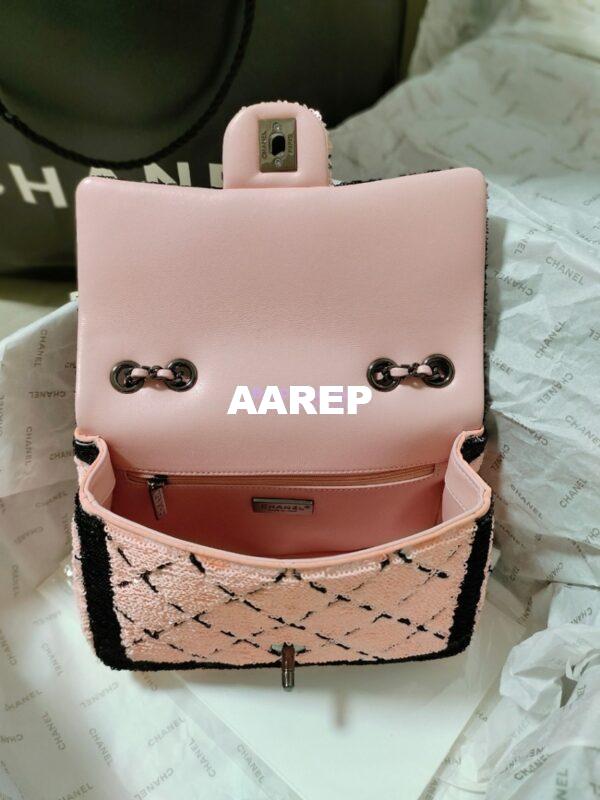 Replica Chanel Small Flap Bag AS4561 Sequins & Black Metal Pink Black Limited Edition 17