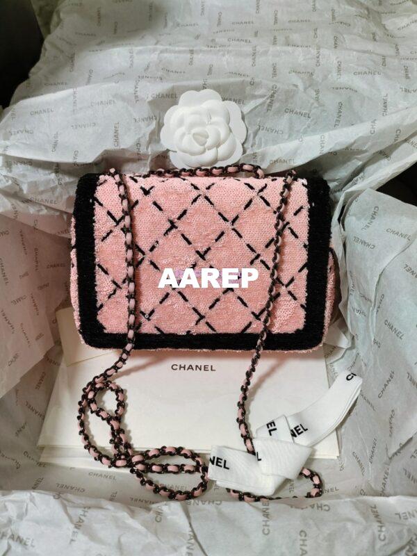 Replica Chanel Small Flap Bag AS4561 Sequins & Black Metal Pink Black Limited Edition 20