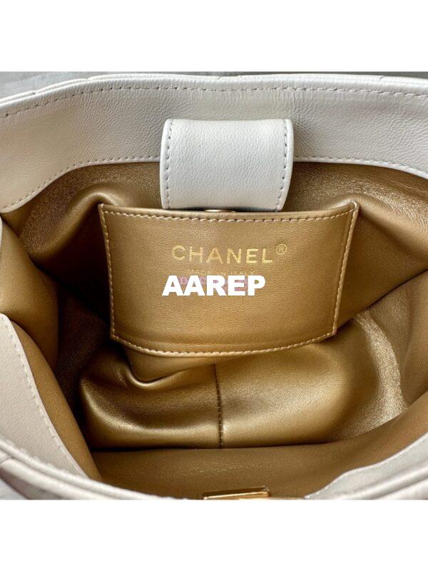 Replica Chanel 24C Small Hobo Bag in Lambskin with Adjustable Pearl Chain AS4859 White 9