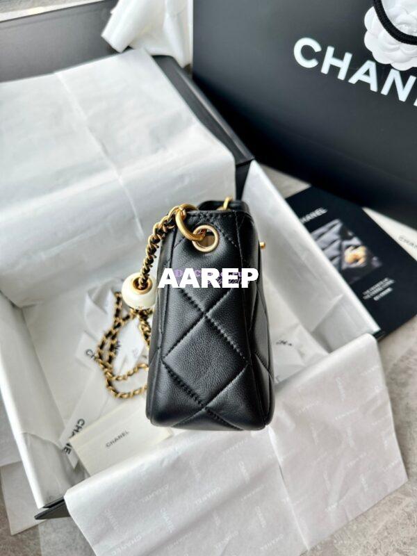 Replica Chanel 24C Small Hobo Bag in Lambskin with Adjustable Pearl Chain AS4859 Black 6