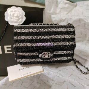 Replica Chanel 24S Evening Bag Strass Black & Silver AS4297 Limited Edition