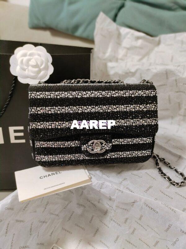 Replica Chanel 24S Evening Bag Strass Black & Silver AS4297 Limited Edition