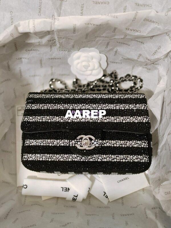 Replica Chanel 24S Evening Bag Strass Black & Silver AS4297 Limited Edition 2