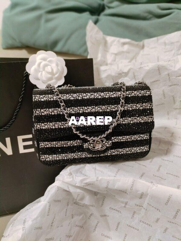 Replica Chanel 24S Evening Bag Strass Black & Silver AS4297 Limited Edition 3