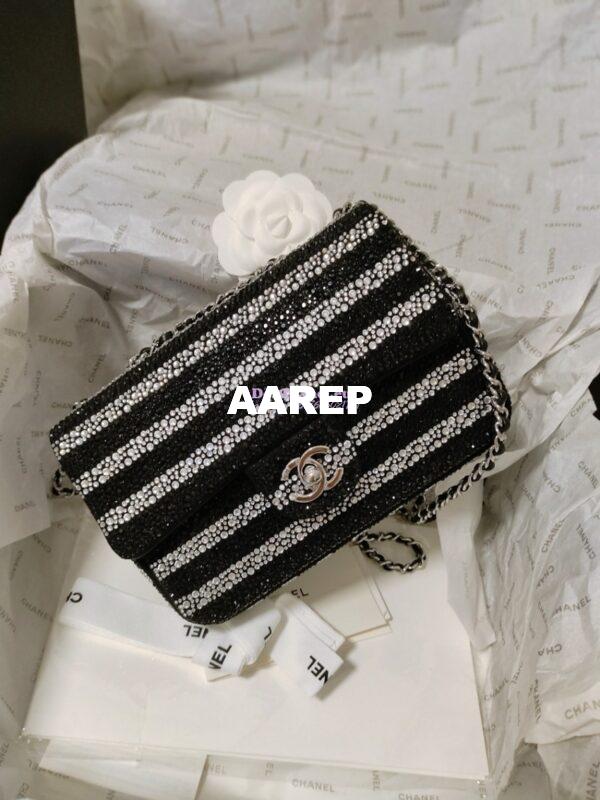 Replica Chanel 24S Evening Bag Strass Black & Silver AS4297 Limited Edition 8
