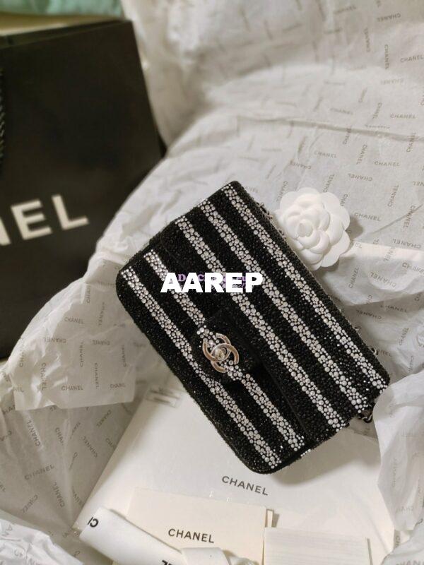 Replica Chanel 24S Evening Bag Strass Black & Silver AS4297 Limited Edition 9