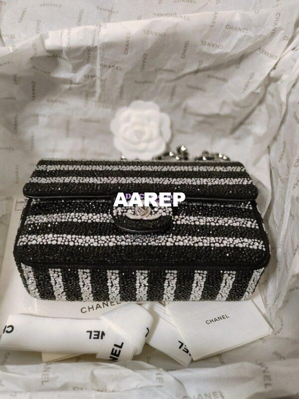 Replica Chanel 24S Evening Bag Strass Black & Silver AS4297 Limited Edition 11