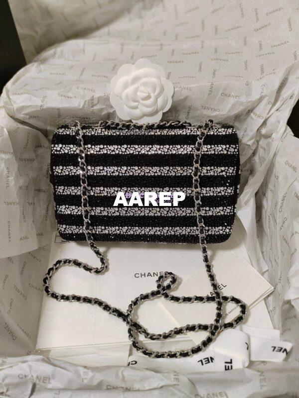 Replica Chanel 24S Evening Bag Strass Black & Silver AS4297 Limited Edition 14