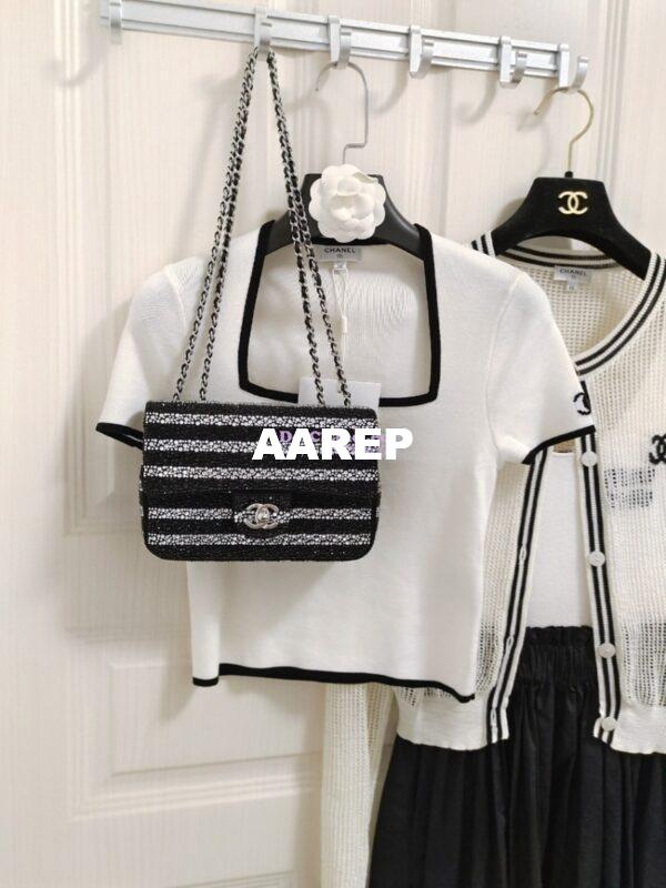Replica Chanel 24S Evening Bag Strass Black & Silver AS4297 Limited Edition 16