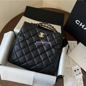 Replica Chanel 24P New Hobo Bag in Lambskin AS4754 Black 2