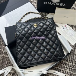 Replica Chanel 24P New Large Hobo Bag in Lambskin AS4777 Black 2