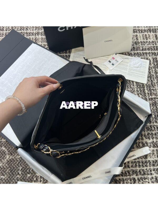 Replica Chanel 24P New Large Hobo Bag in Lambskin AS4777 Black 5