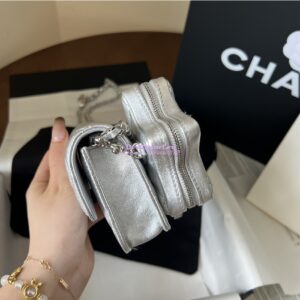 Replica Chanel 24C Silver Quilted Sheepskin Star Waist Bag 2 in 1 Limited Edition CD0144 2