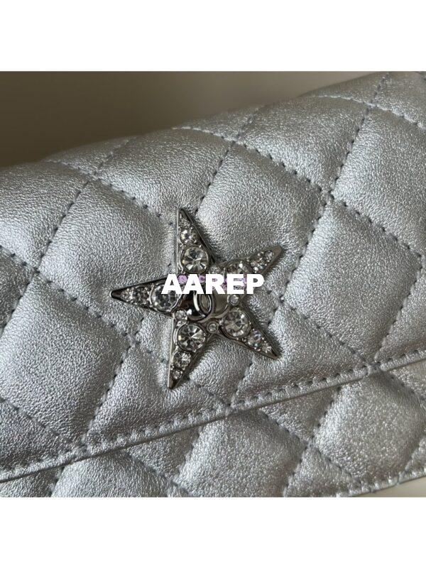 Replica Chanel 24C Silver Quilted Sheepskin Star Waist Bag 2 in 1 Limited Edition CD0144 4